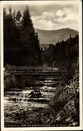 Ak Karpacz Krummhübel Riesengebirge Schlesien, Melzergrund, Wasserfall