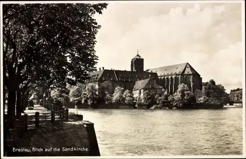 Ak Wrocław Breslau Schlesien, Blick auf die Sandkirche