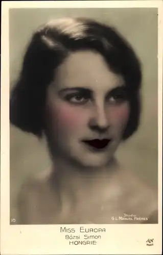 Ak Miss Europa, Bozsi Simon, Hongrie, Frauenportrait