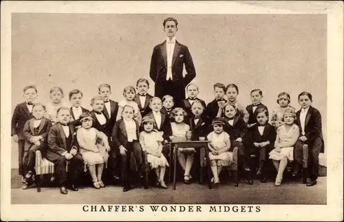 Ak Chaffer's Wonder Midgets, Liliputaner, Gruppenaufnahme
