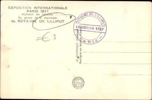 Ak Paris, Exposition Internationale 1937, Un groupe de la population de Royaume de Lilliput