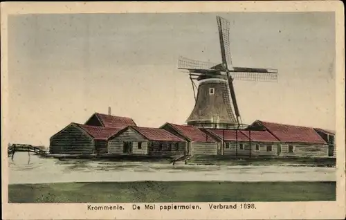 Ak Krommenie Zaanstad Nordholland Niederlande, De Mol papiermolen