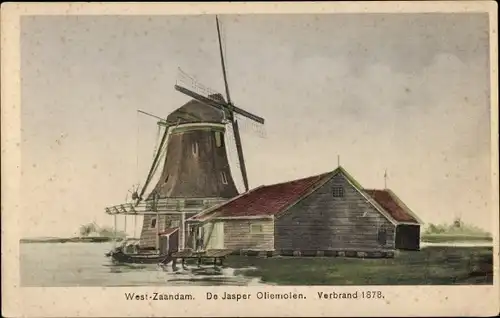 Ak West Zaandam Zaanstad Nordholland, De Jasper Oliemolen