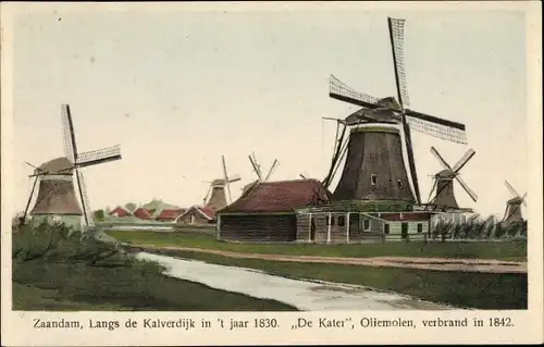 Ak Zaandam Zaanstad Nordholland, De Kater, Oliemolen