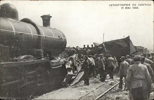 Ak Contich Kontich Flandern Antwerpen, Catastrophe 21 Mai 1908, Eisenbahnunglück
