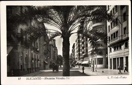 Ak Alicante Valencia Spanien, Avenida Mendez Núñez