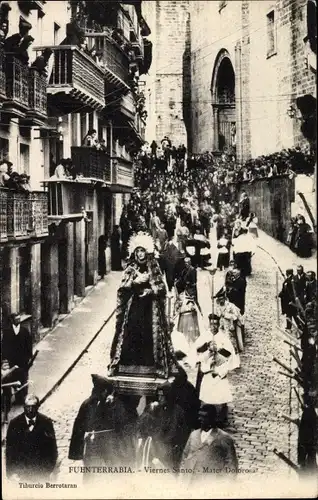 Ak Fuenterrabia Baskenland, Viernes Santo, Mater Dolorosa, Prozession