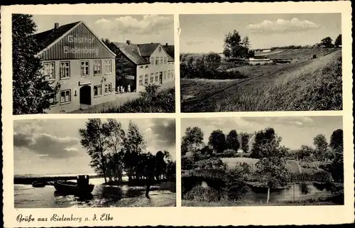 Ak Bielenberg Kollmar in Schleswig Holstein, Gasthof Bielenberg, Gewässer