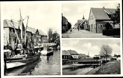 Ak Hooksiel Wangerland Friesland, Hafenpartie, am Siel, Lange Straße