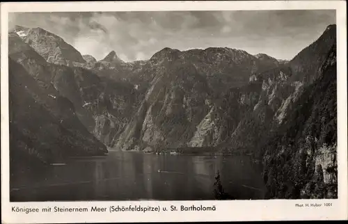 Ak Königsee Königssee in Bayern, mit Steinernem Meer, Schönfeldspitze u. St. Bartholomä