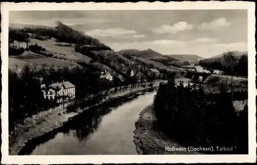 Ak Roßwein Sachsen, Talbad, Flusspartie, Hügellandschaft