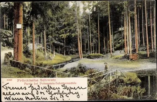 Ak Schüttersmühle Pottenstein in Oberfranken, Waldpartie