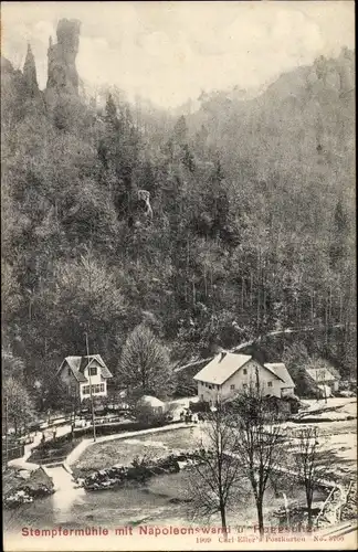 Ak Stempfermühle Gößweinstein in Oberfranken, Napoleonswand, Roggspitze