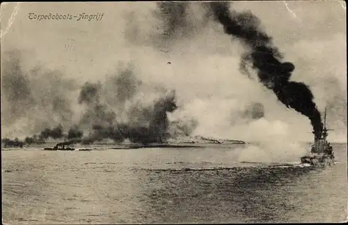 Ak Deutsches Kriegsschiff, Torpedoboot im Angriff, I WK
