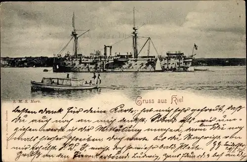 Ak Kiel in Schleswig Holstein, Deutsches Kriegsschiff, SMS Mars, Schulschiff