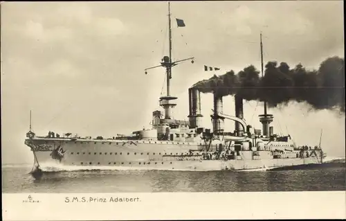 Ak Deutsches Kriegsschiff, SMS Prinz Adalbert, Großer Kreuzer