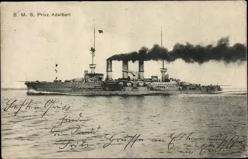 Ak Deutsches Kriegsschiff, SMS Prinz Adalbert, Großer Kreuzer
