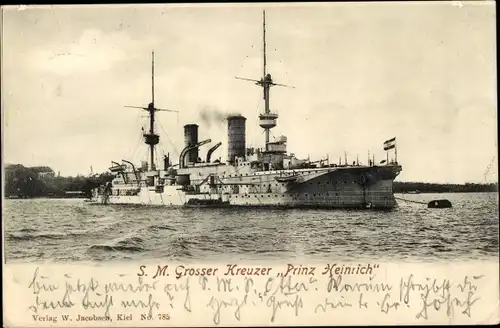 Ak Deutsches Kriegsschiff, SMS Prinz Heinrich, Großer Kreuzer