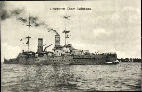 Ak Deutsches Kriegsschiff, SMS Kaiser Barbarossa, Linienschiff