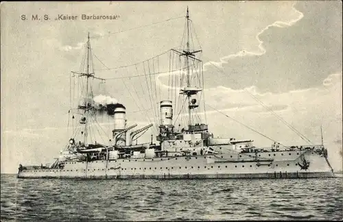 Ak Deutsches Kriegsschiff, SMS Kaiser Barbarossa, Linienschiff