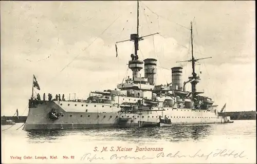 Ak Deutsches Kriegsschiff, SMS Kaiser Barbarossa, Linienschiff