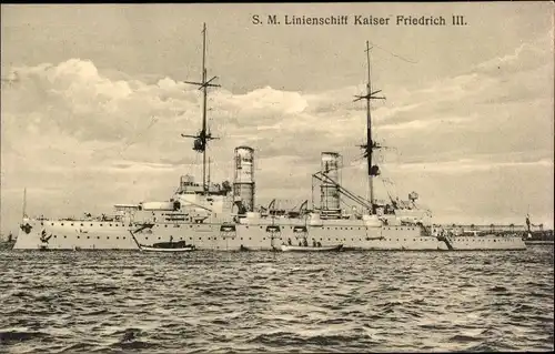 Ak Deutsches Kriegsschiff, SMS Kaiser Friedrich III, Linienschiff