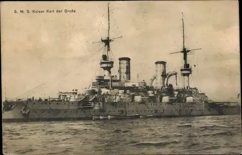 Ak Deutsches Kriegsschiff, SMS Kaiser Karl der Große, Linienschiff