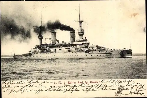 Ak Deutsches Kriegsschiff, SMS Kaiser Karl der Große, Linienschiff