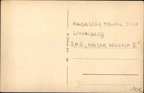 Ak Deutsches Kriegsschiff, SMS Kaiser Wilhelm II,  Linienschiff