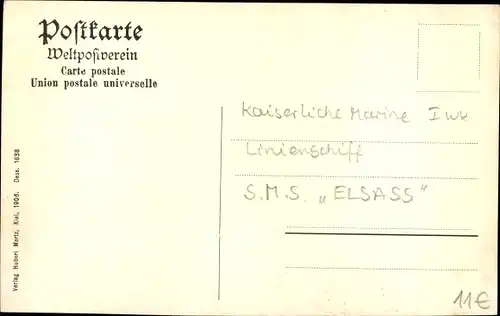 Ak Deutsches Kriegsschiff, SMS Elsass,  Linienschiff