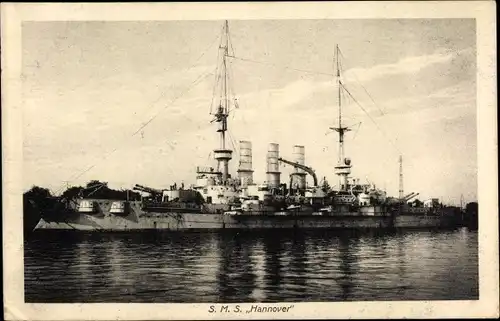 Ak Deutsches Kriegsschiff, SMS Hannover, Linienschiff