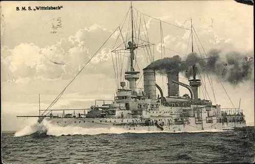 Ak Deutsches Kriegsschiff, SMS Wittelsbach, Linienschiff