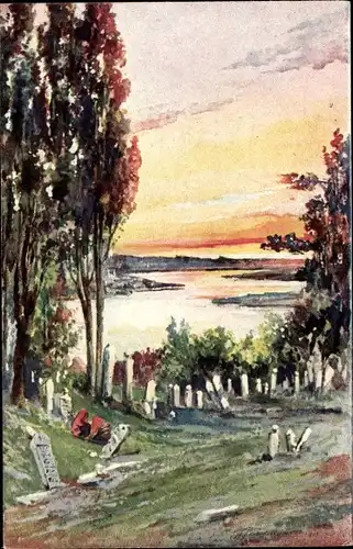 Ak Eyoub Türkei, Sonnenaufgang, Landschaft, Aufdruck SMS Breslau