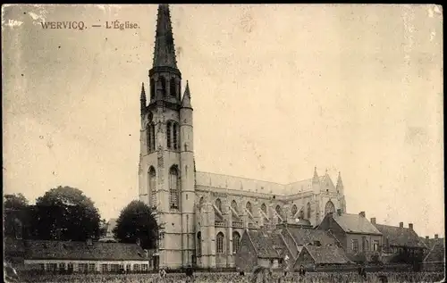 Ak Wervicq Westflandern, vue générale de l'Eglise de l'extérieur