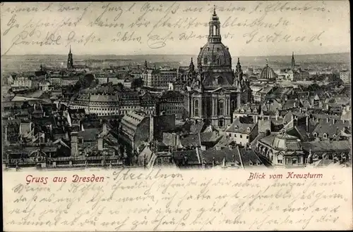 Ak Dresden Altstadt, Blick vom Kreuzturm, Frauenkirche