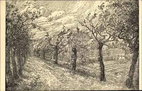 Künstler Ak Groß, Paul, Dresden Altstadt Friedrichstadt, Friedrichstädter Seminar, Äpfelallee