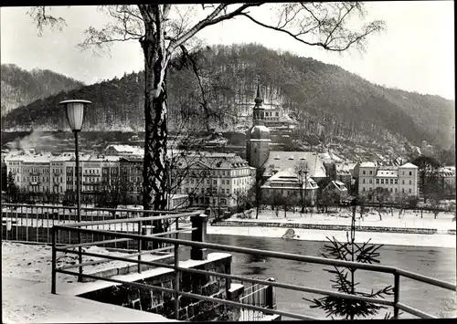 Ak Bad Schandau Sächsische Schweiz, Teilansicht, Winter, Schnee