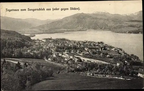 Ak Tegernsee in Oberbayern, Blick vom Sengerschloss