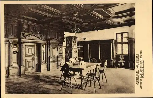 Ak Nürnberg in Mittelfranken, Germanisches Nationalmuseum, Zimmer aus einem Patrizierhaus