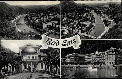 Ak Bad Ems an der Lahn, Gesamtansicht, Kurhaus, Kurpark