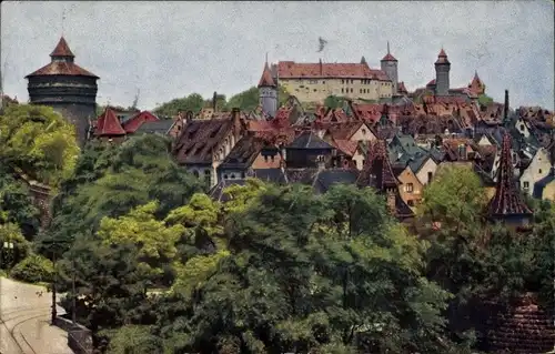 Ak Nürnberg in Mittelfranken, Panorama vom Hallertor aus