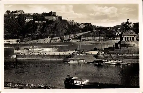 Ak Koblenz am Rhein, Deutsches Eck, Kaiser Wilhelm-Denkmal