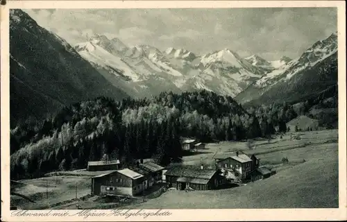 Ak Schwand Oberstdorf im Oberallgäu, Teilansicht, Berge