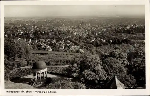 Ak Wiesbaden in Hessen, Blick v. Neroberg a. d. Stadt, Pavillon