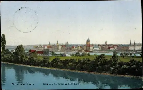 Ak Mainz am Rhein, Blick von der Kaiser Wilhelm Brücke