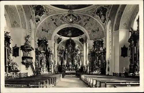 Ak Oberammergau in Oberbayern, Kircheninneres