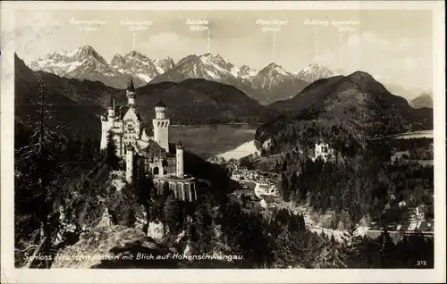 Ak Hohenschwangau Schwangau im Ostallgäu, Schloss Neuschwanstein