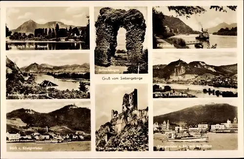 Ak Siebengebirge, Bad Honnef, Ruine Drachenfels, Rolandsbogen, Königswinter, Rolandseck