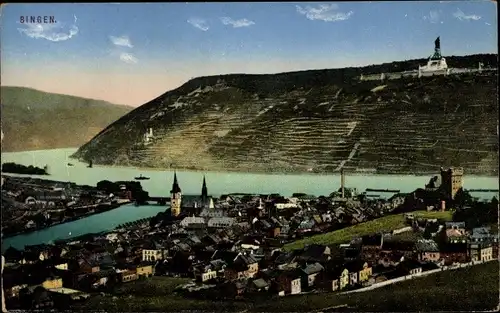 Ak Bingen am Rhein, Panorama, Denkmal