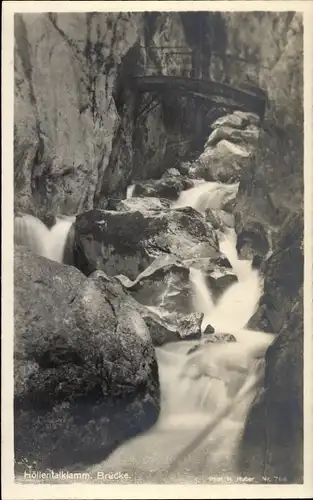 Ak Hammersbach Grainau, Höllentalklamm, Brücke